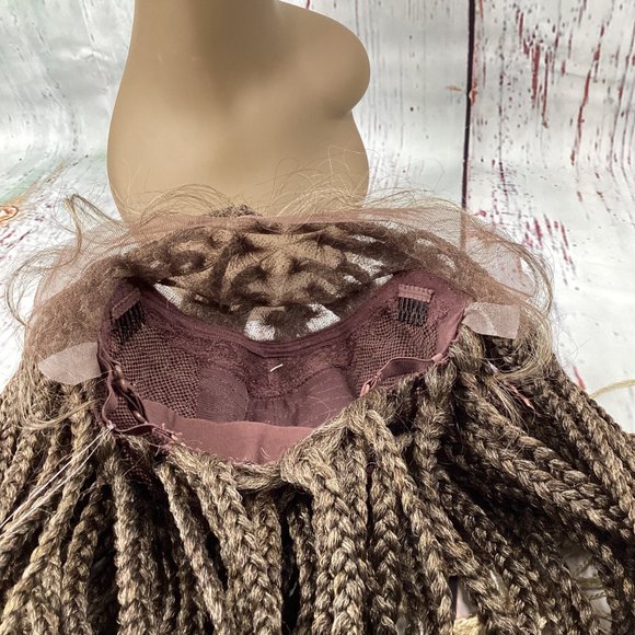 Knotless Box Braids 30” #T4/27/613 Natural Style Lace Front Wig Synthetic - Picture 6 of 7